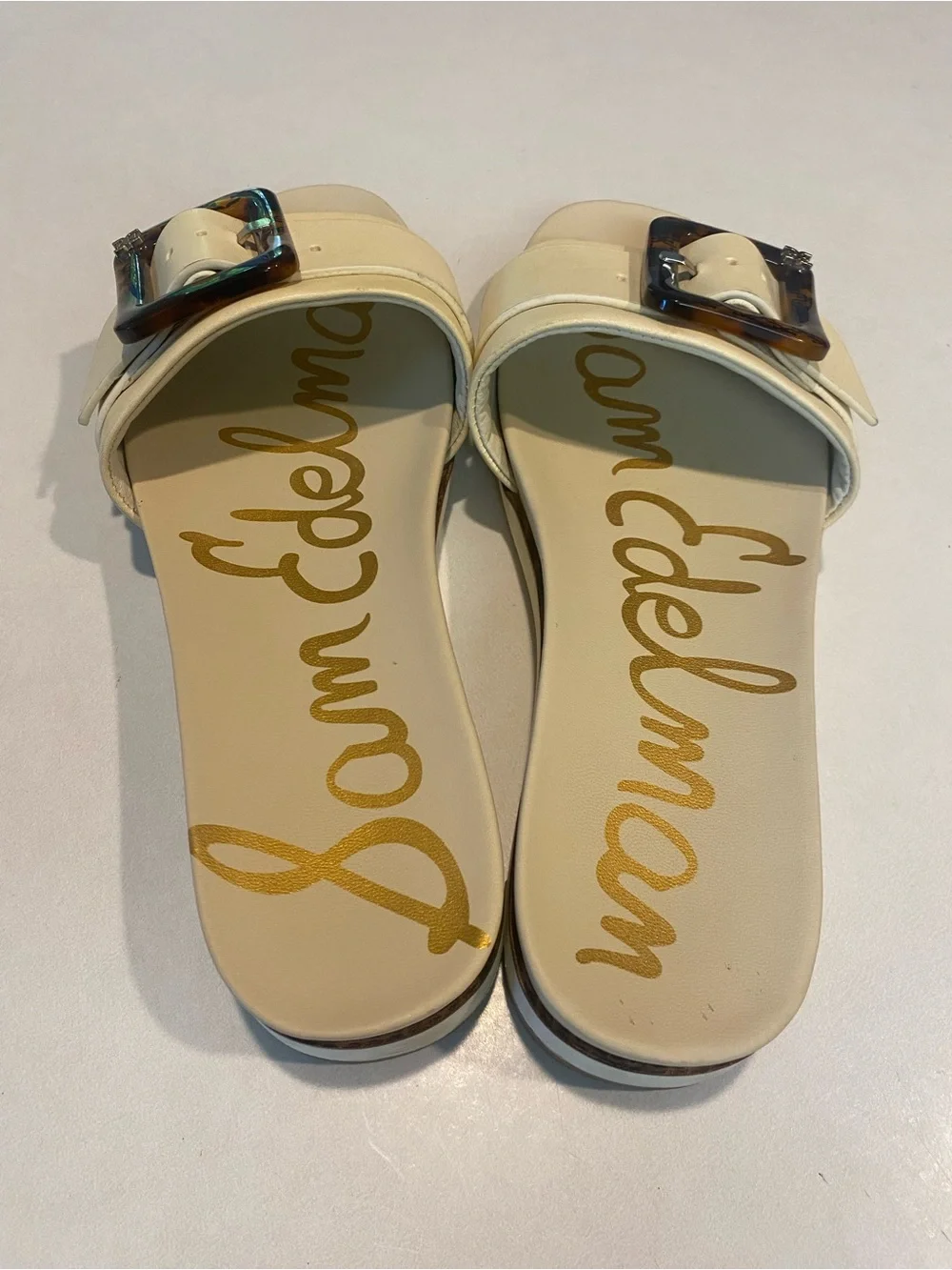 SAM EDELMAN ARIANE PLATFORM SANDAL IVORY TORTOISE ONE STRAP SLIDE SZ 8